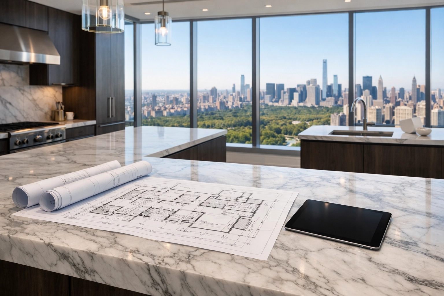 NYC co-op board package preparation with alteration agreement paperwork, scope of work, and construction drawings