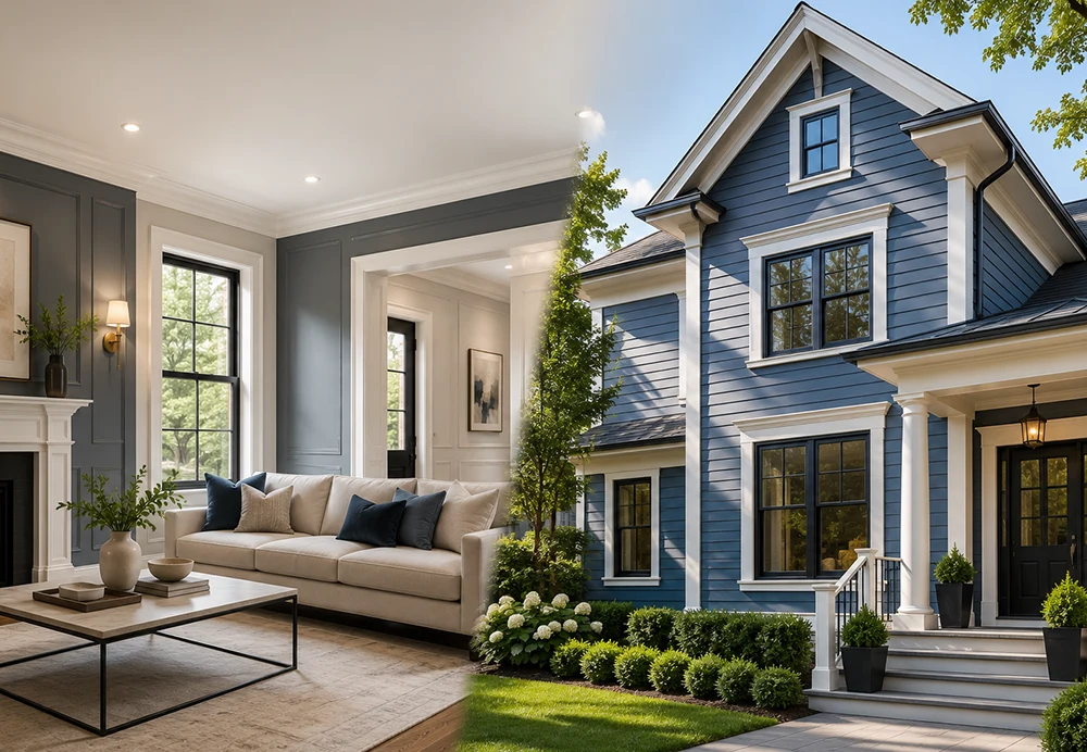 Elegant home interior and exterior blend