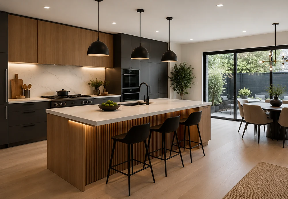 Modern minimalist kitchen with natural light